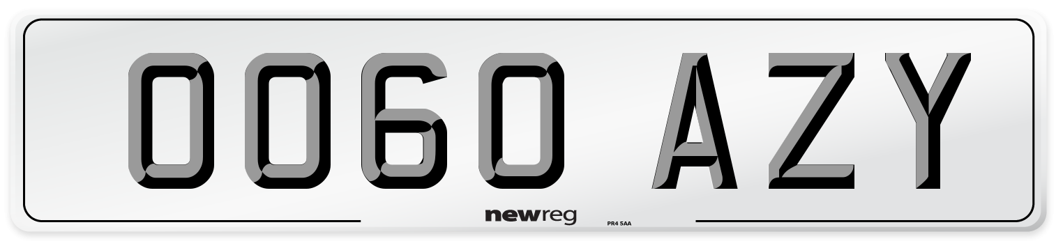 OO60 AZY Number Plate from New Reg